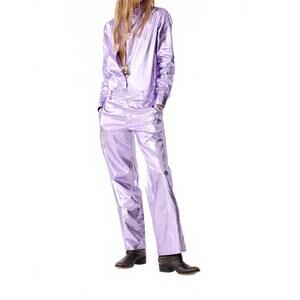 NEW LANHTROPY astro metallic linen pants in violet